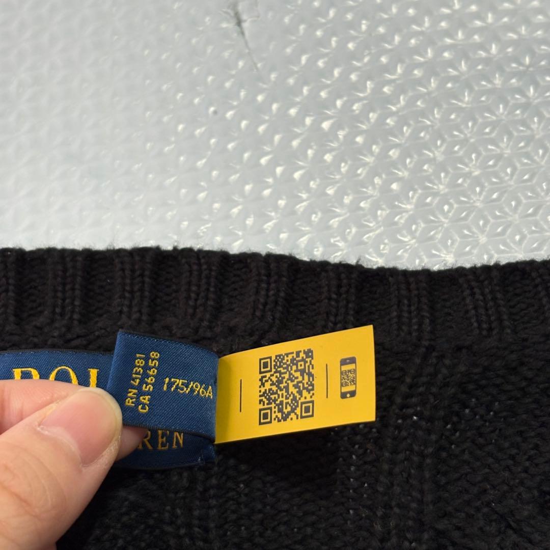 ✨美品✨ ポロラルフローレン現行QR黒 ケーブルニットM - メルカリ