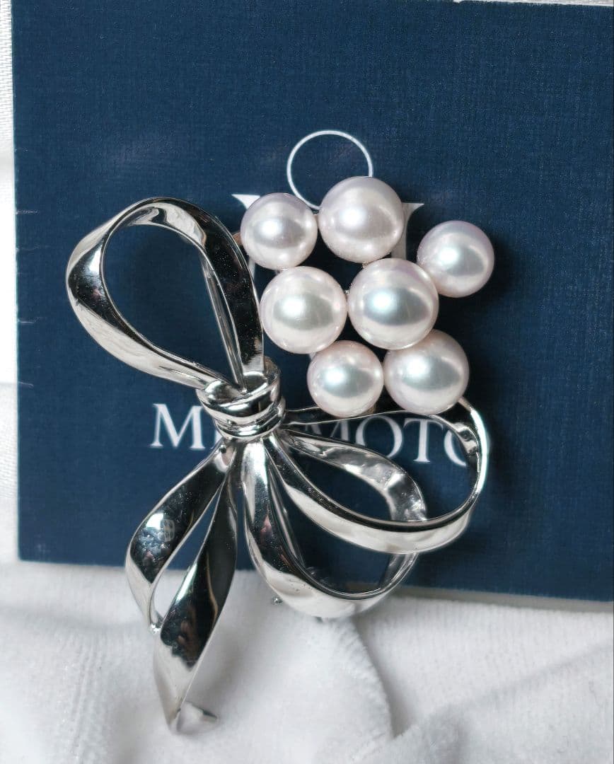 【美品 最高級】ミキモト ブローチ パール リボン 7珠 皇室御用達 正規品 極美品 最高級】ミキモト ブローチ パール フォーマル 皇室御用達 正規