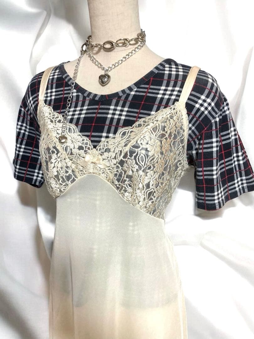 希少80s当時物レースキャミワンピバレエコアy2kランジェリーフェアリー