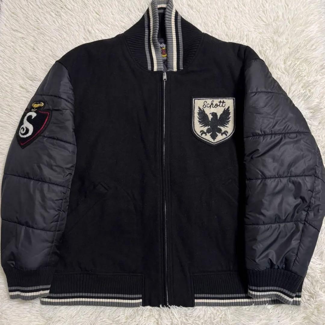 【希少】schott ショット スタジャン ワッペン 4L キルティング 中綿 希少】schott ショット スタジャン ワッペン 4L キルティング 中綿