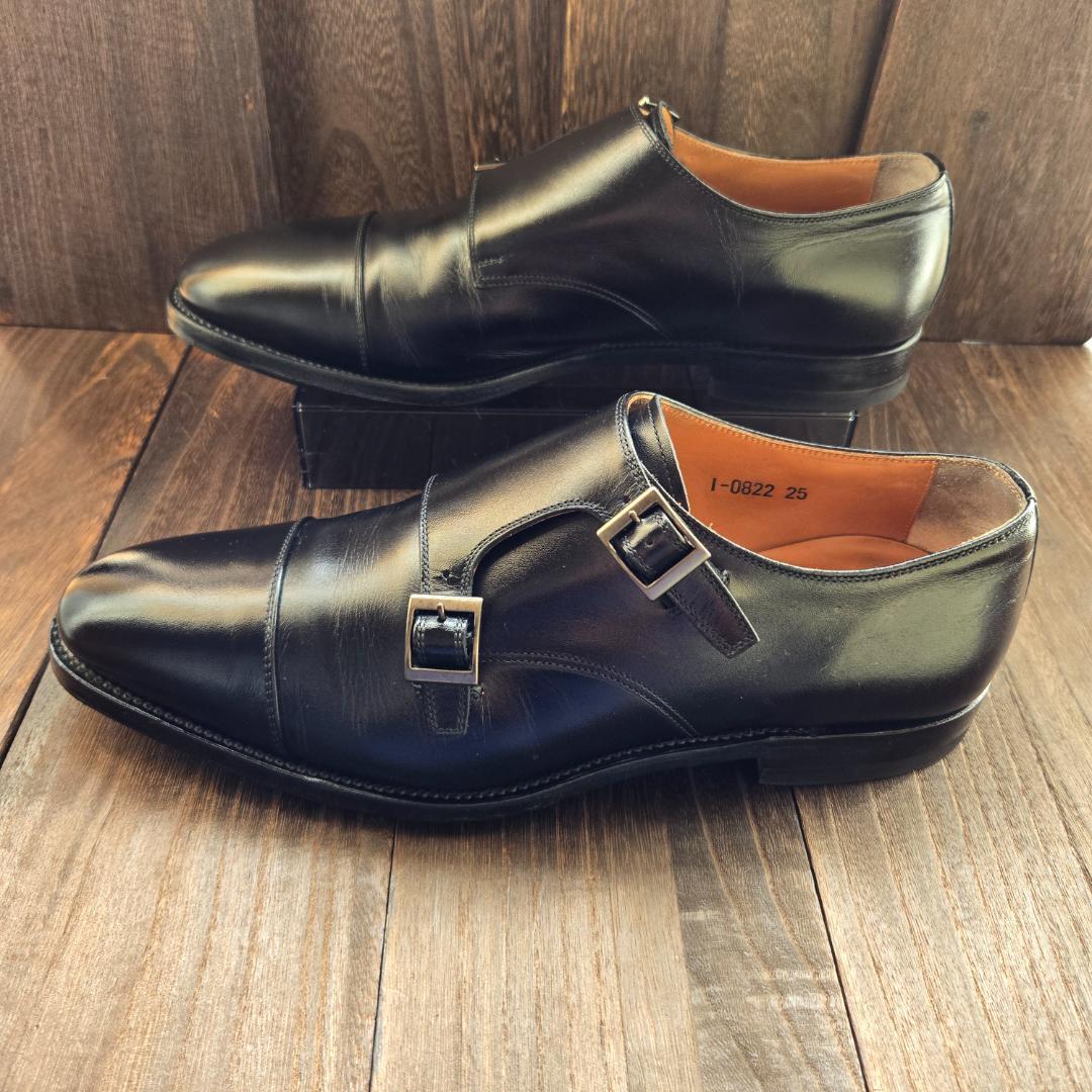極美品◇スコッチグレイン I-0822 ダブルモンクストラップ 黒 25cm