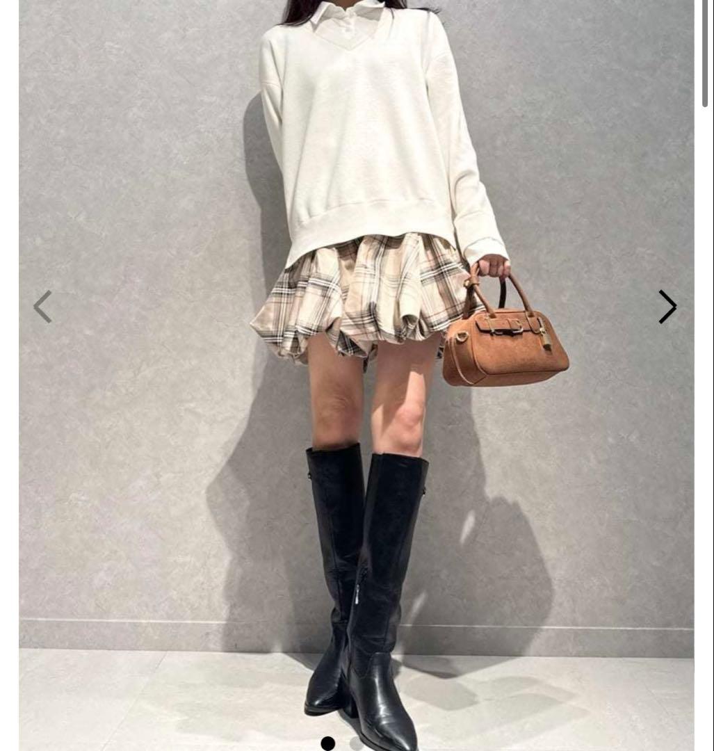 LILY BROWN ニットドッキングバルーンワンピース ivory