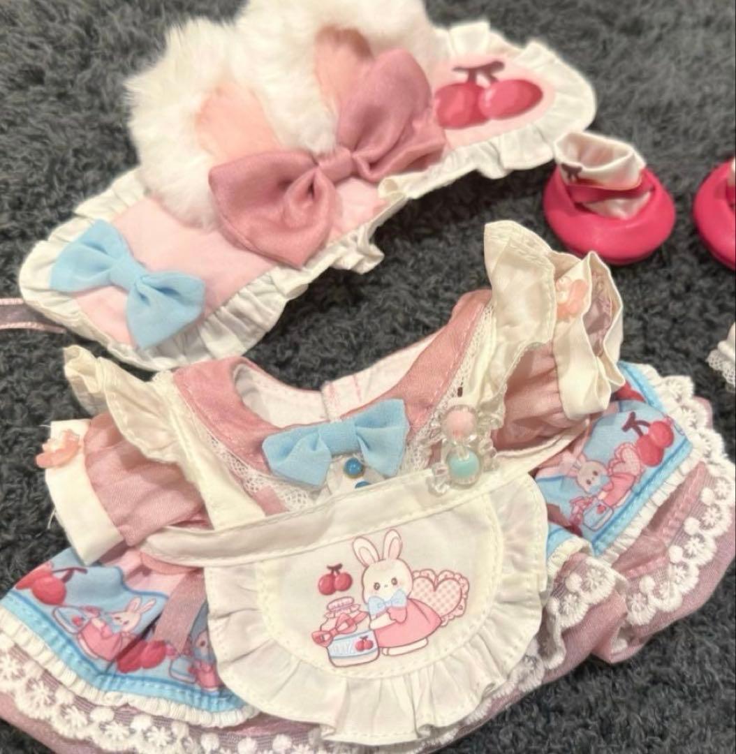 15から20cm完売レア限定うさぎメイド風着せ替えぬいぐるみ服セット