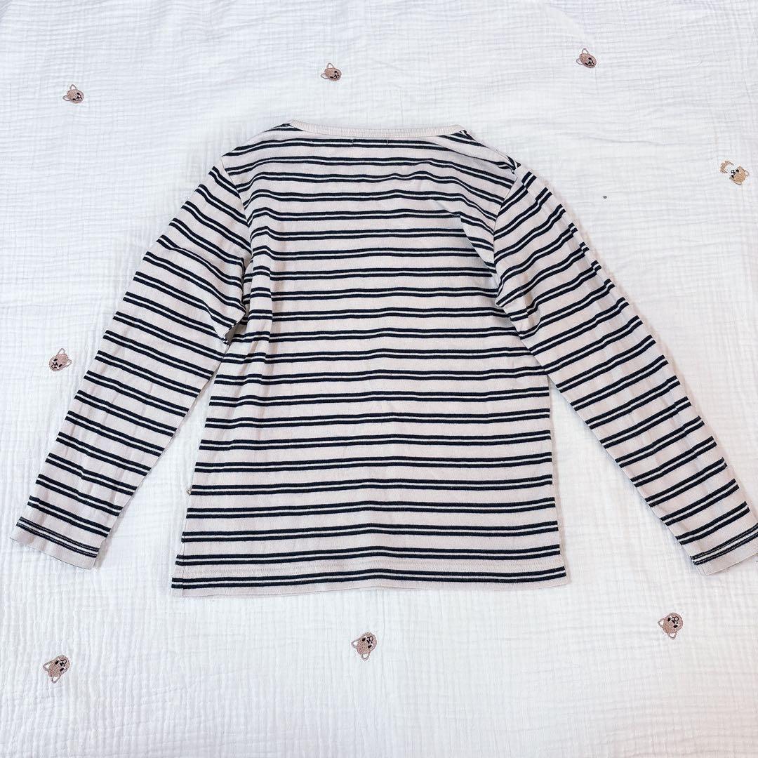 ファミリア ボーダー長袖Tシャツ 130cm クマ刺繍 女の子 familiar