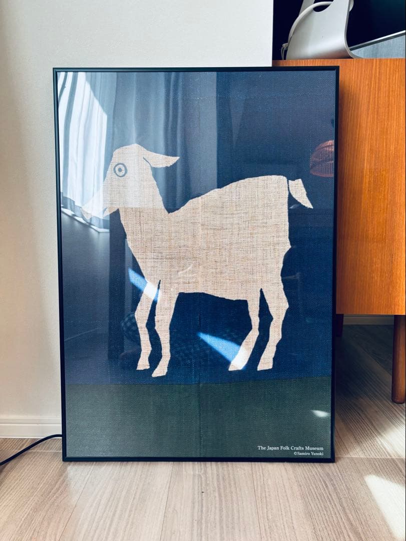 額装付き 柚木沙弥郎 日本民藝館 「型染山羊文暖簾」限定ポスター a9fe25010565d9bb8c35a5d475b9aa