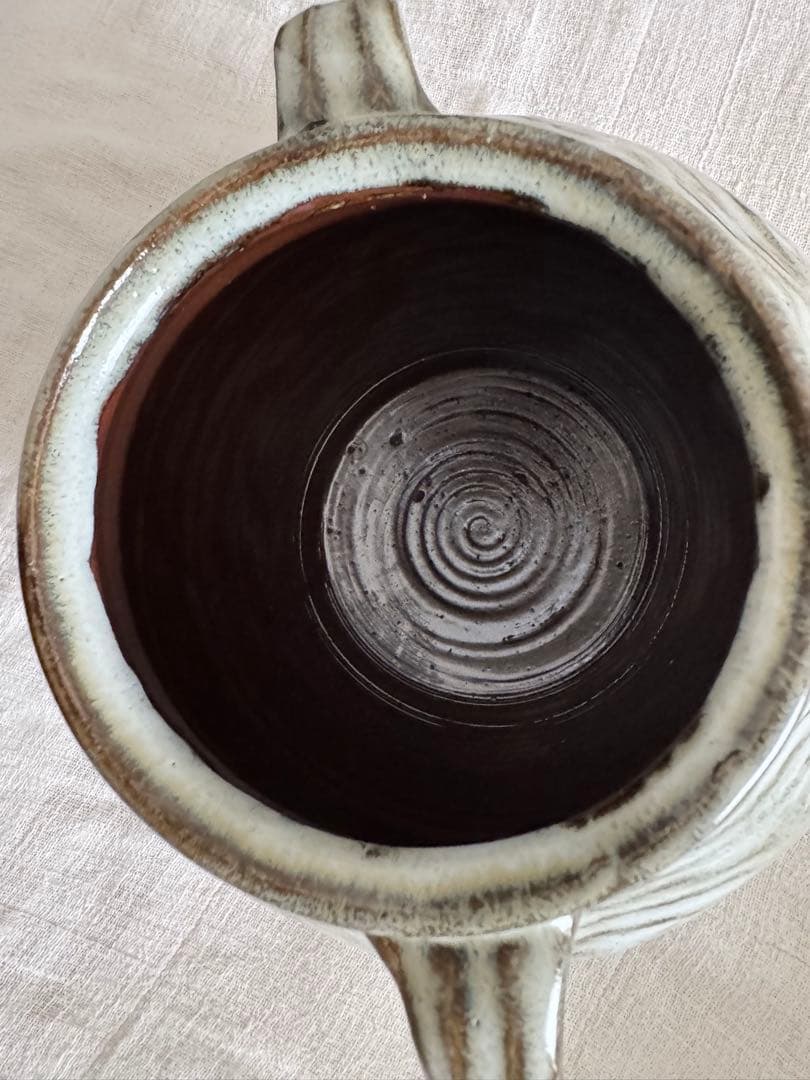 お値下げ 柴田雅章 丹波雅章 花瓶 糠釉紋押耳付壺 民芸