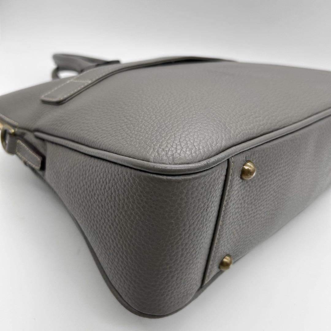 美品 トフアンドロードストーン ビジネスバッグ 2way グレー レザー A4◎
