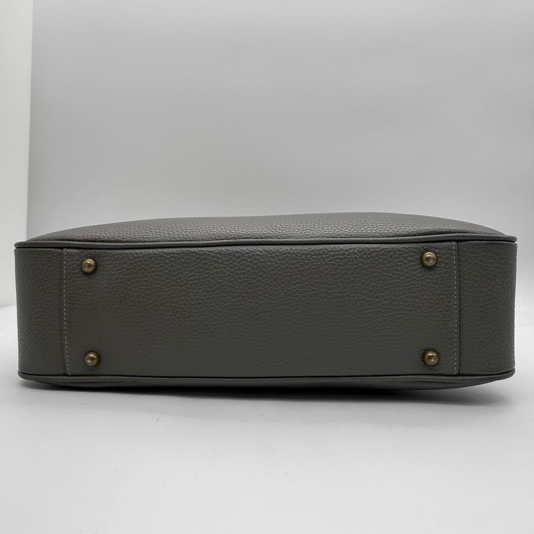 美品 トフアンドロードストーン ビジネスバッグ 2way グレー レザー A4◎