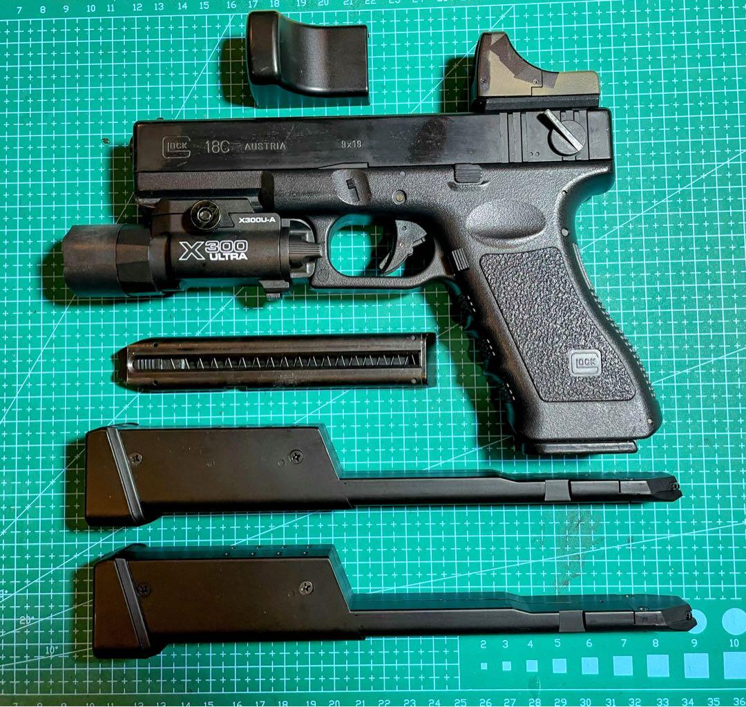 グロック18C電動ガン100連マガジン2本+マイクロプロサイト+ X300ライト グロック18C - 電動ガン ハンドガンタイプ | 東京マルイ