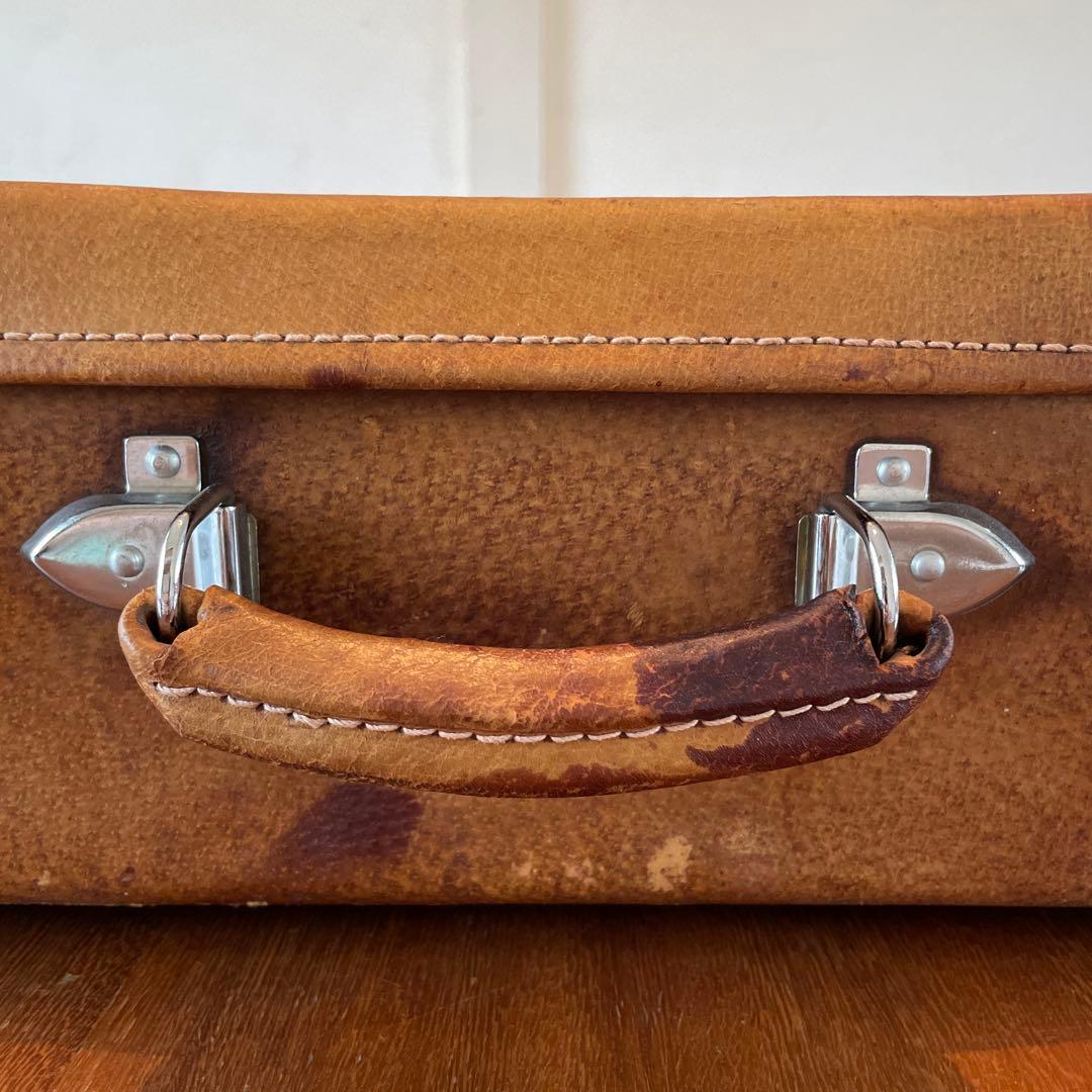 アンティーク トランク 鍵付き ケース レザー 本革 バッグ カバン 鞄