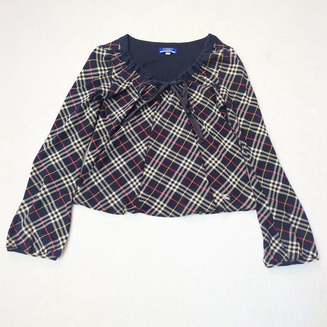 バーバリーブルーレーベル】ノバチェック Aライン カットソー リボン