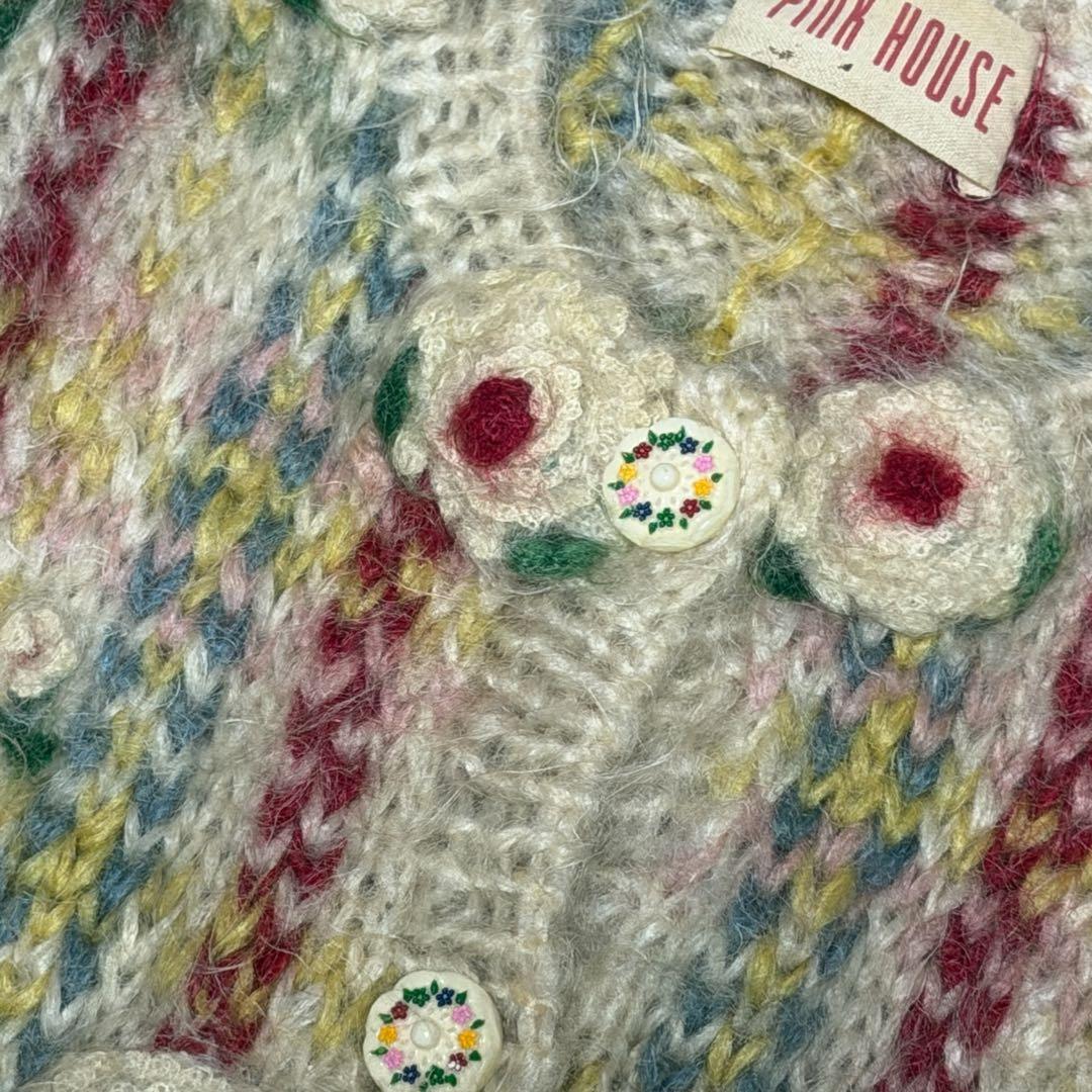 カネコイサオ☆ピンクハウス☆モヘア 3Dフラワーモチーフ 立体編み