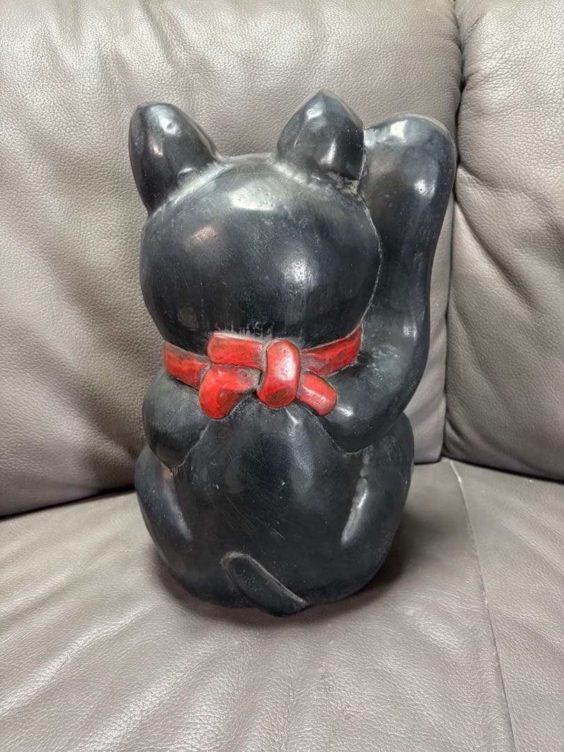 木製 黒の招き猫 置物 レトロ - メルカリ