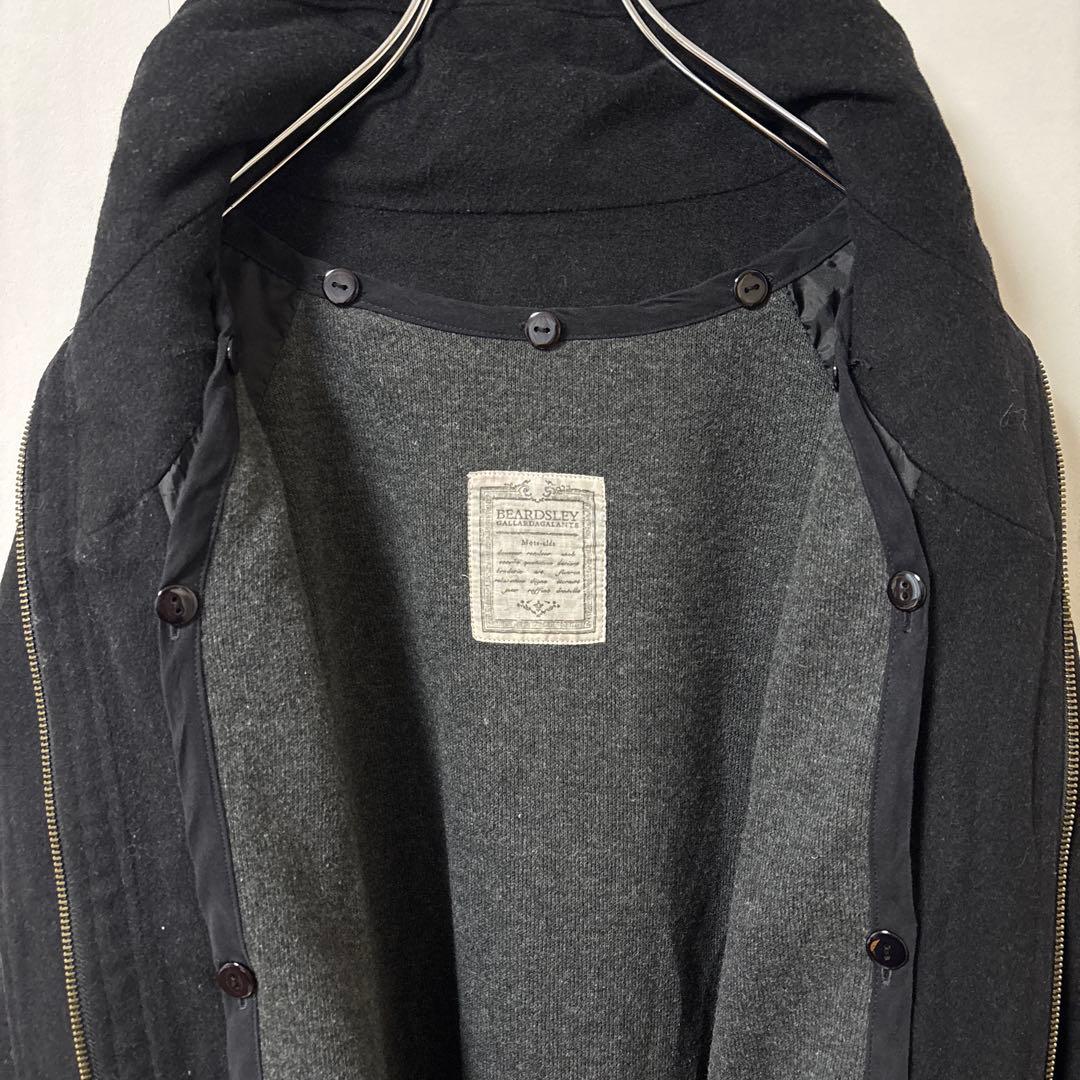 BEARDSLEY ビアズリー【F】膝丈コート ブラック フード ライナー 毛混