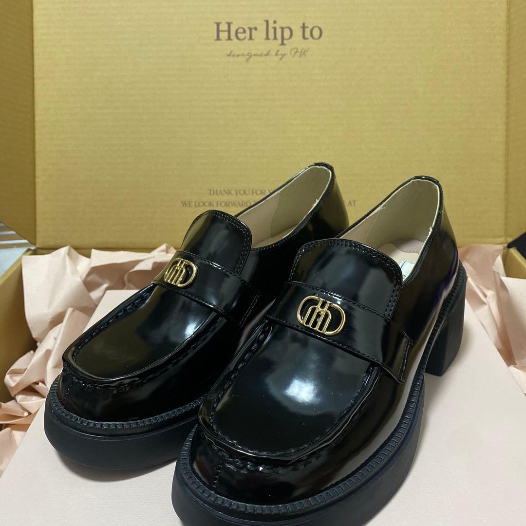 靴 Her lip to Trois Logo Loafers (black) 37 新色】Trois Logo Loafers