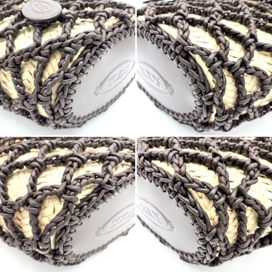 未使用保管品】トッズ ストロー トート かごバッグ 編み込み