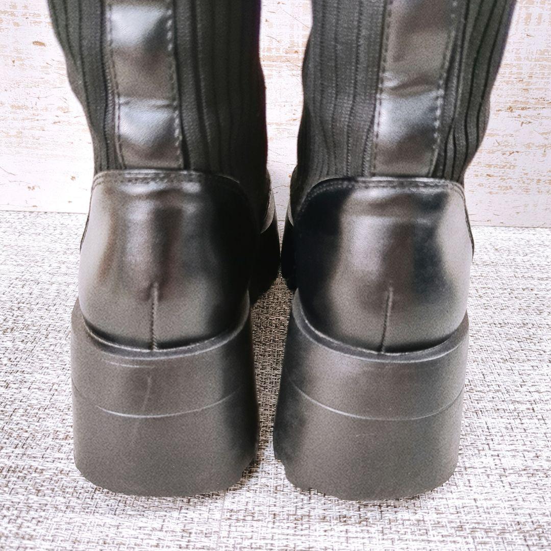 美品 ZARA ザラ 厚底ブーツ トラックソール フロントジップ レザー 24