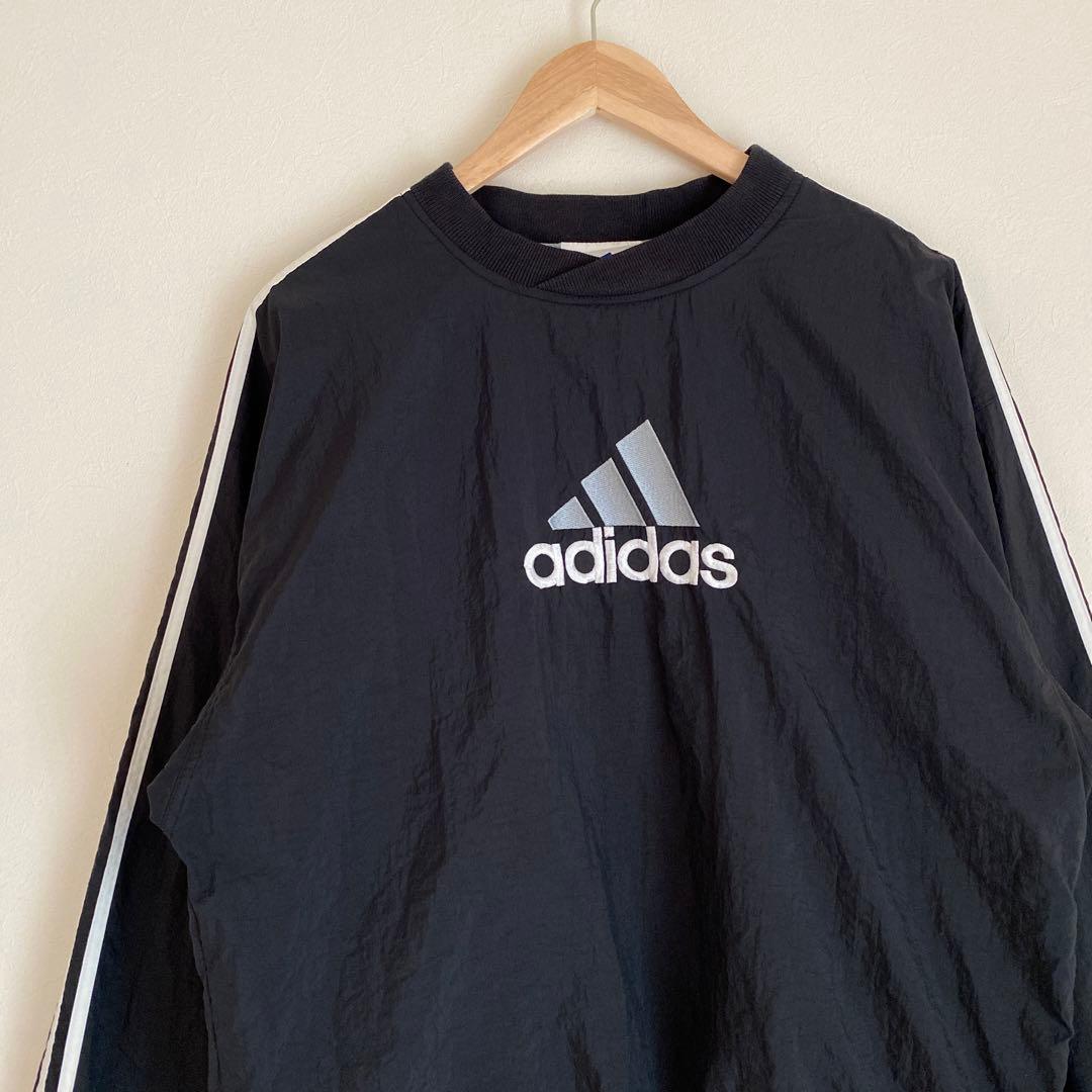 adidas ナイロンプルオーバー ブラック 刺繍ロゴ 古着 常田 常田大希