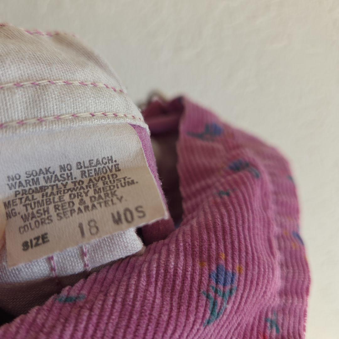 OshKosh☆ 花柄コーデュロイオーバーオール 18М 80年代 USA製 紫