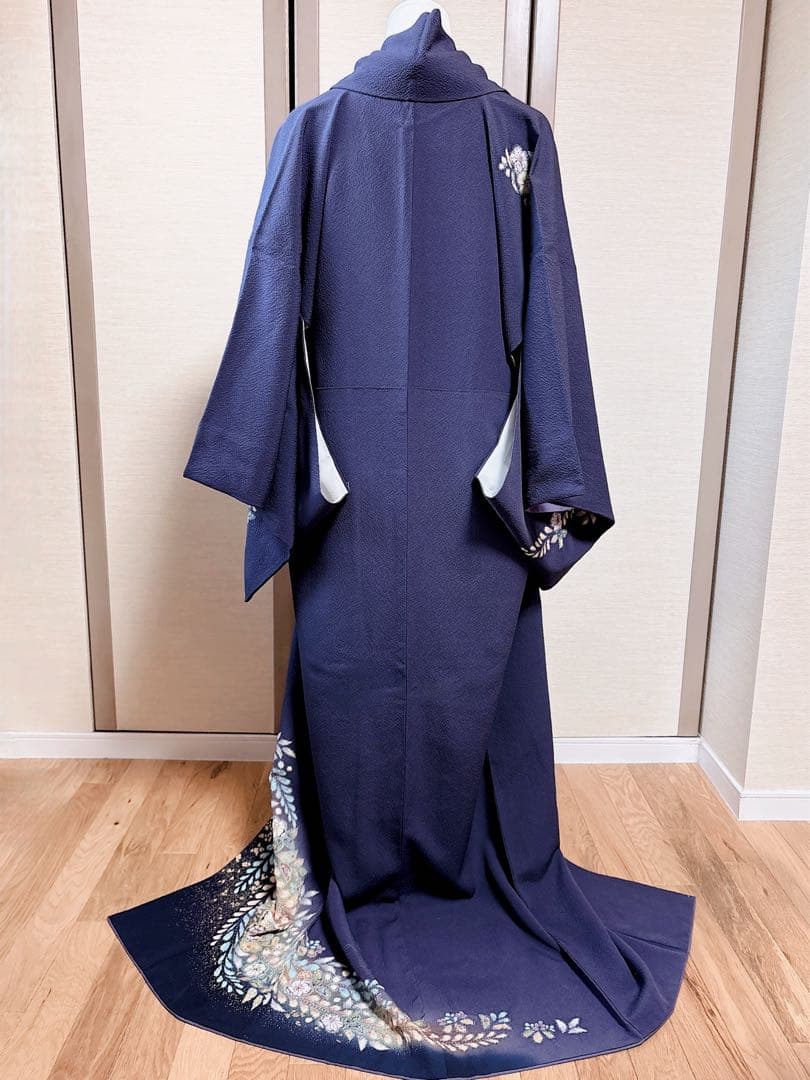 美品 正絹 訪問着 辻が花 翠山工房 裄68 卒業式 入学式 M L 紺 - メルカリ