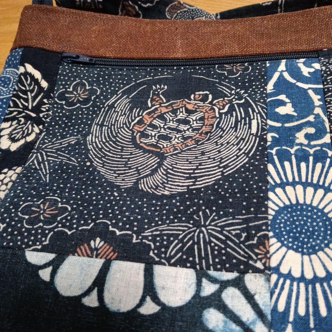 古布型染と酒袋のショルダーバッグ ハンドメイド