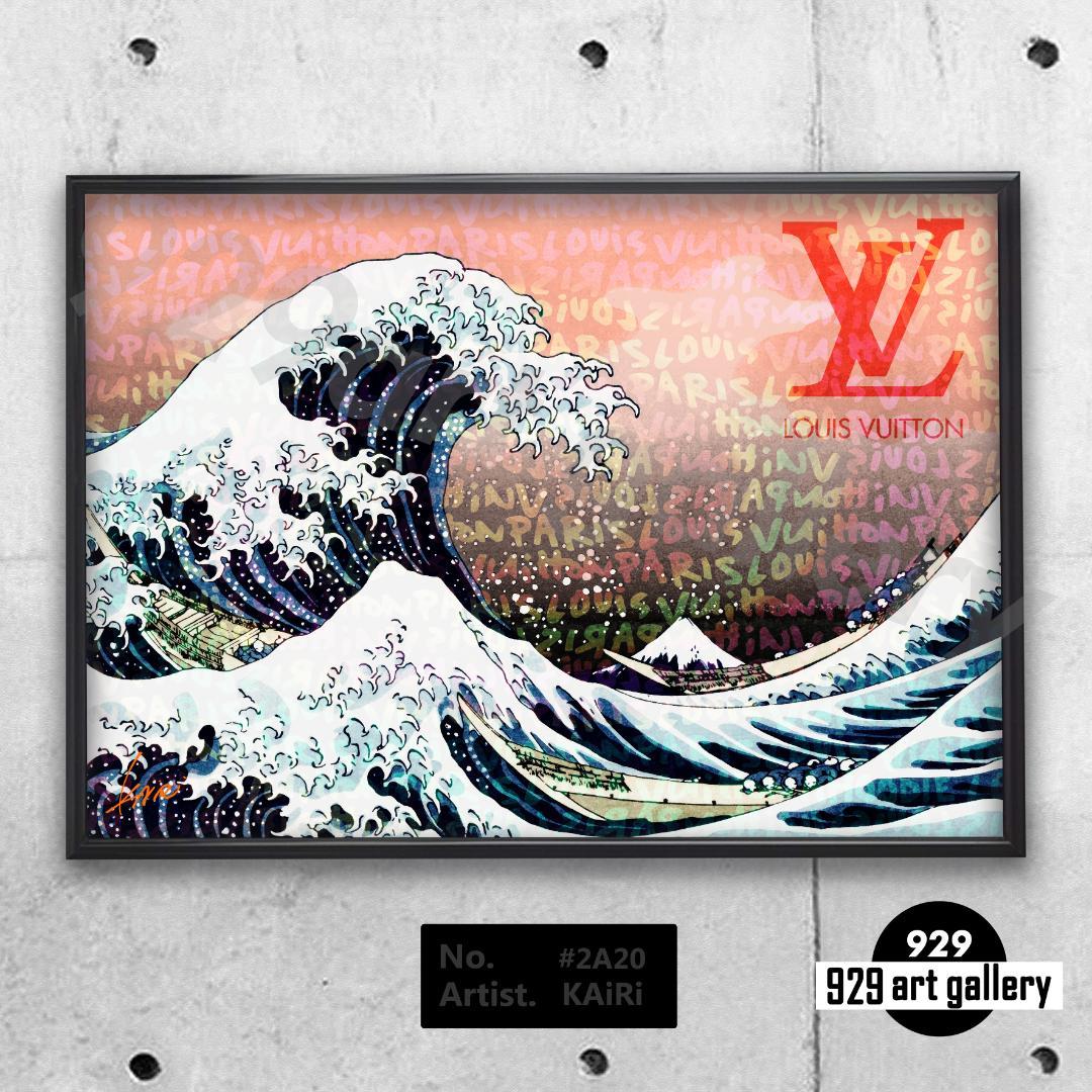 LOUIS VUITTON type☆アートインテリアポスター＃220★葛飾北斎 LOUISVUITTON type☆A4額装済オマージュアートインテリアポスター.#220