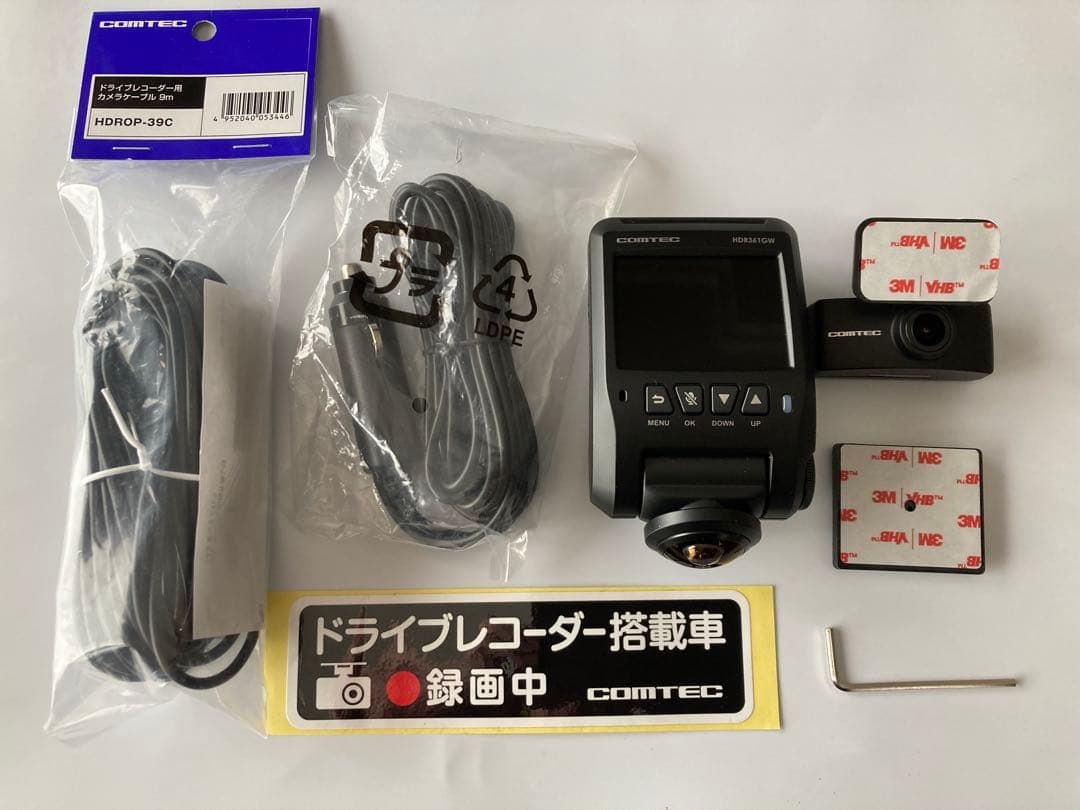 レア2カメラコムテックドラレコ360＋リアカメラHDR361GWケーブル類未使用 楽天市場】ドライブレコーダー 日本製 3年保証 360度+リヤカメラ