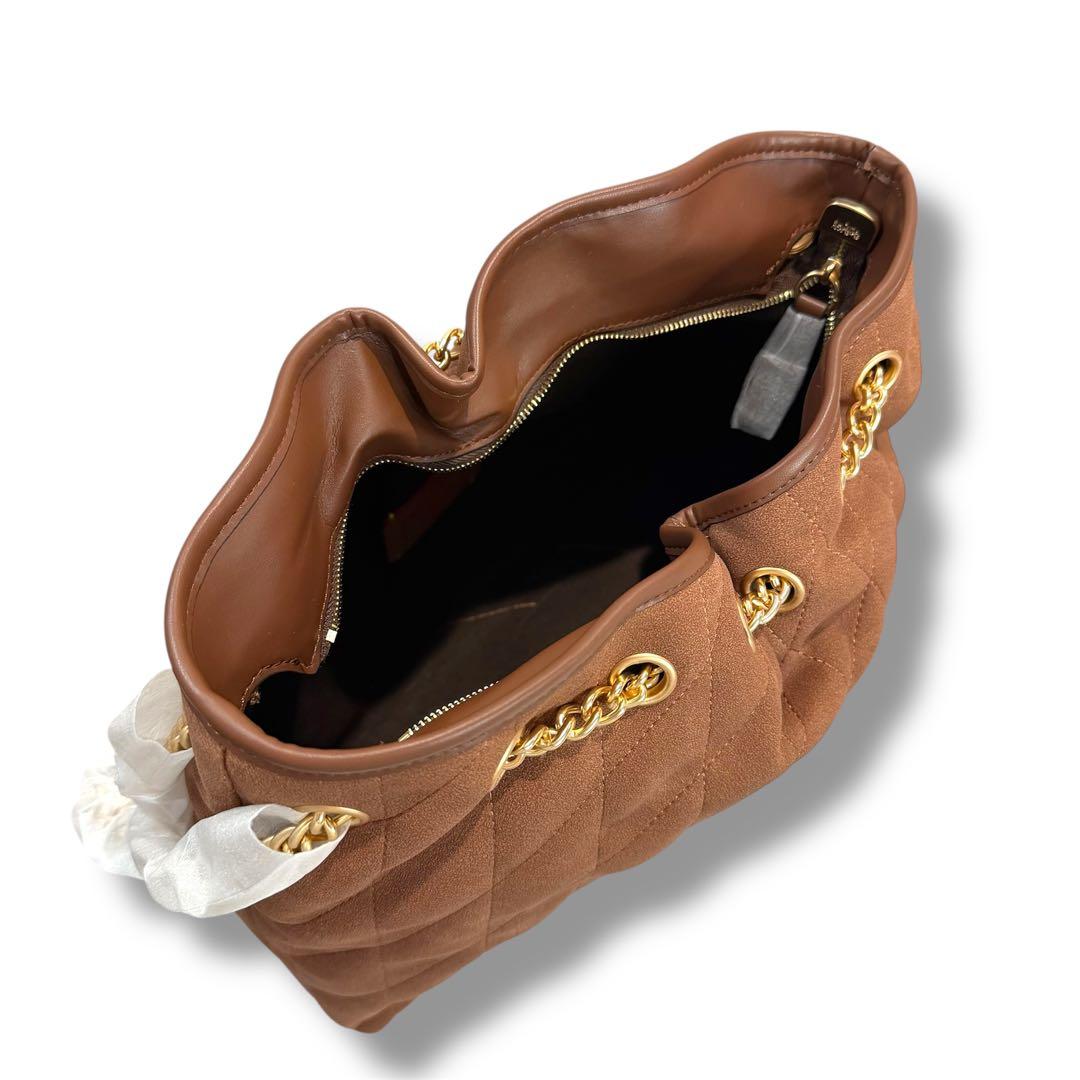 新品タグ有】COACH コーチ エヴリン ブラウン キルティング CCZ80