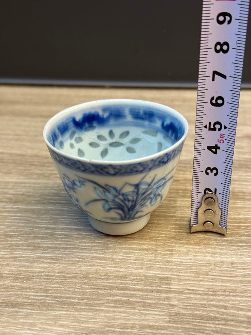 1521 中国骨董 康熙年製銘 染付青花湯呑 3客 時代物