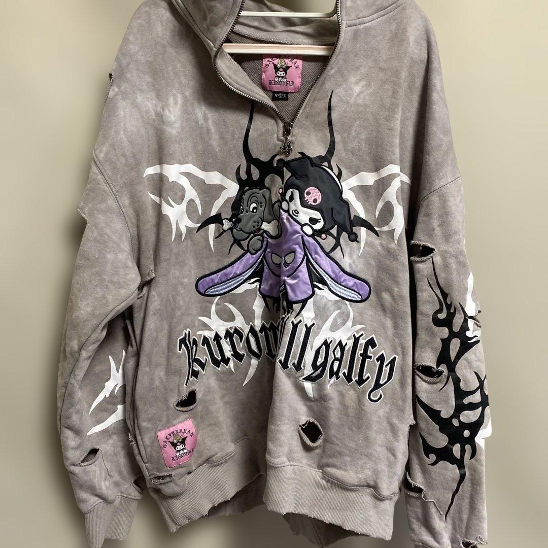 GALFY／ガルフィー＆クロミ・イルガルフィームラ染めハーフZIP (グレー