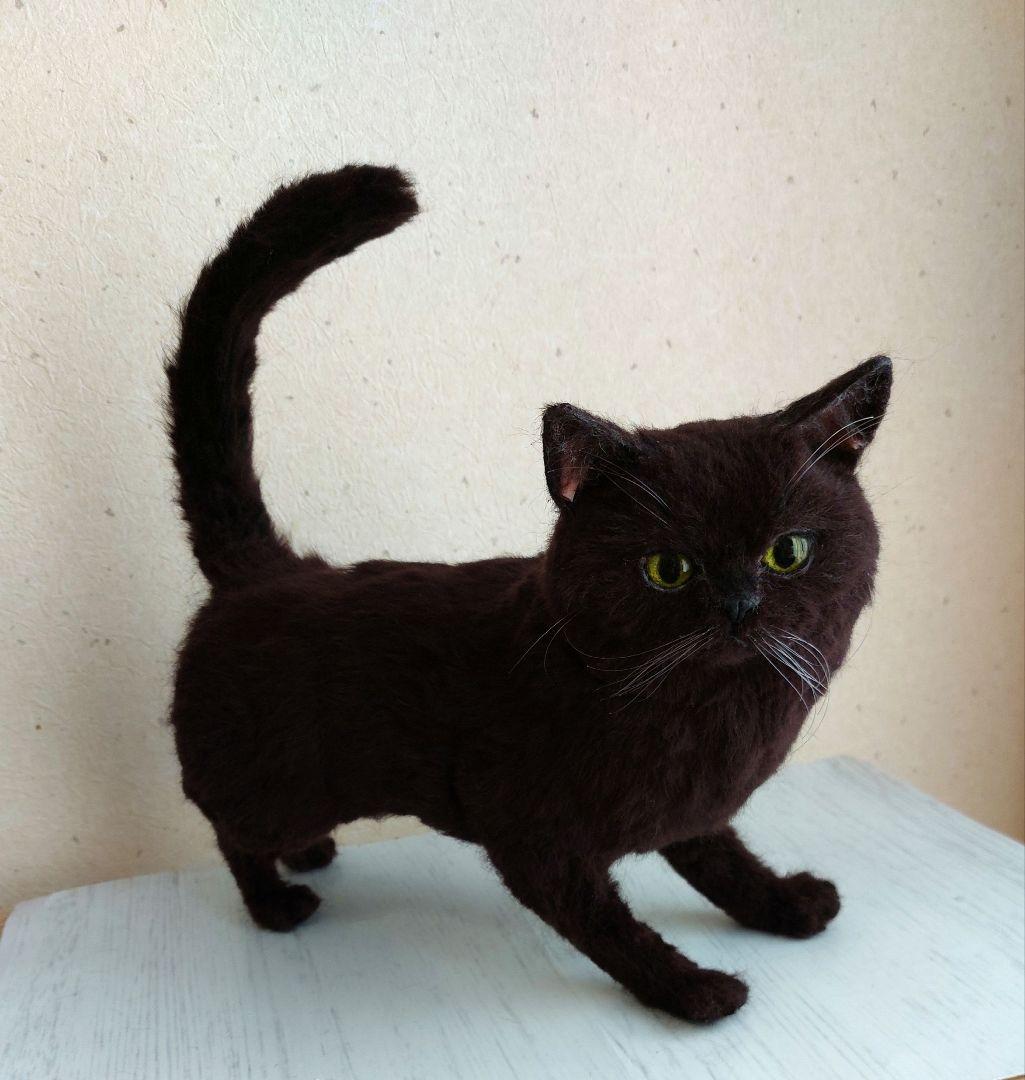 羊毛フェルト　猫(黒猫) How to make a black cat using Daiso's wool felt assortment - YouTube