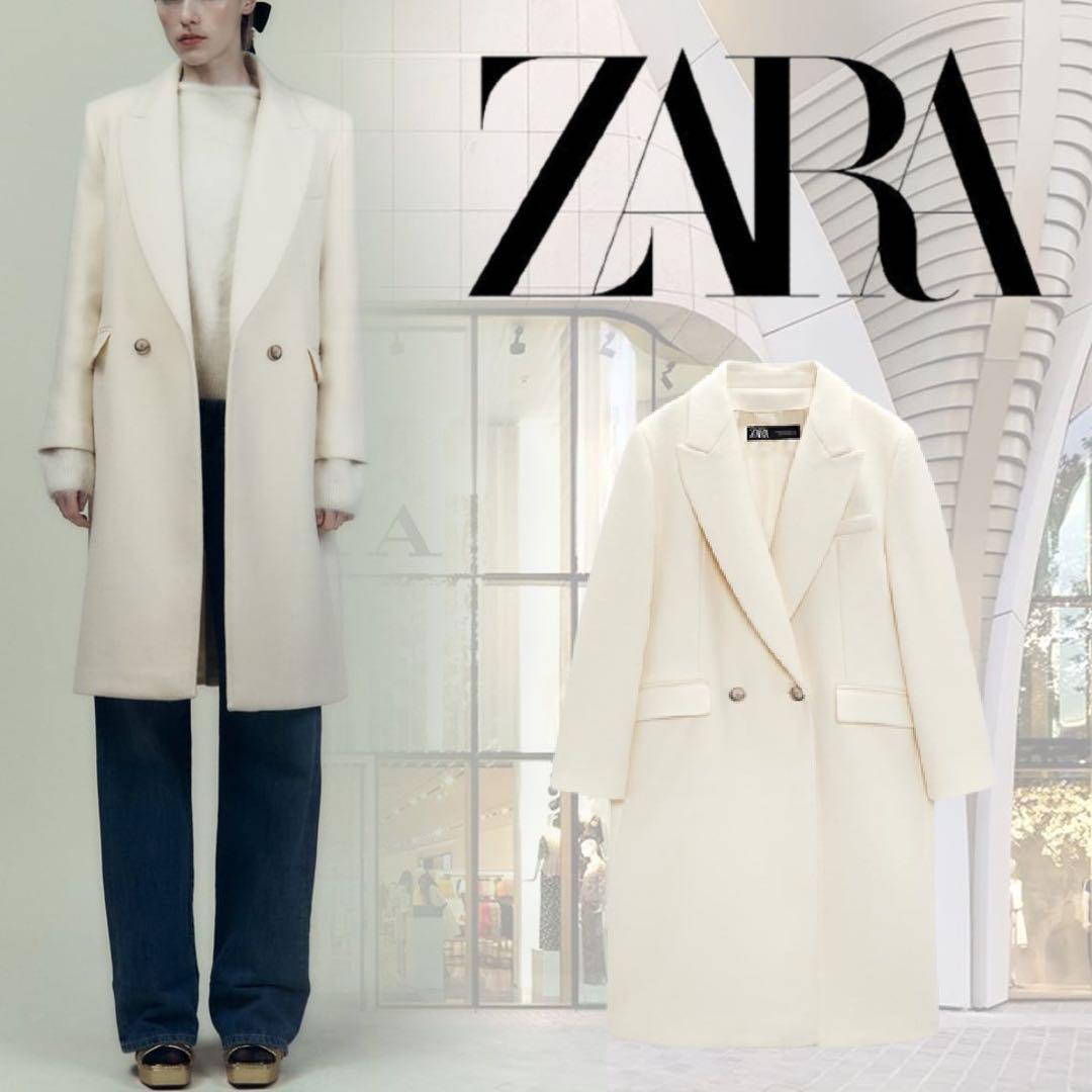ZARA ザラ プレミアム ウールコート チェスター ホワイト 白