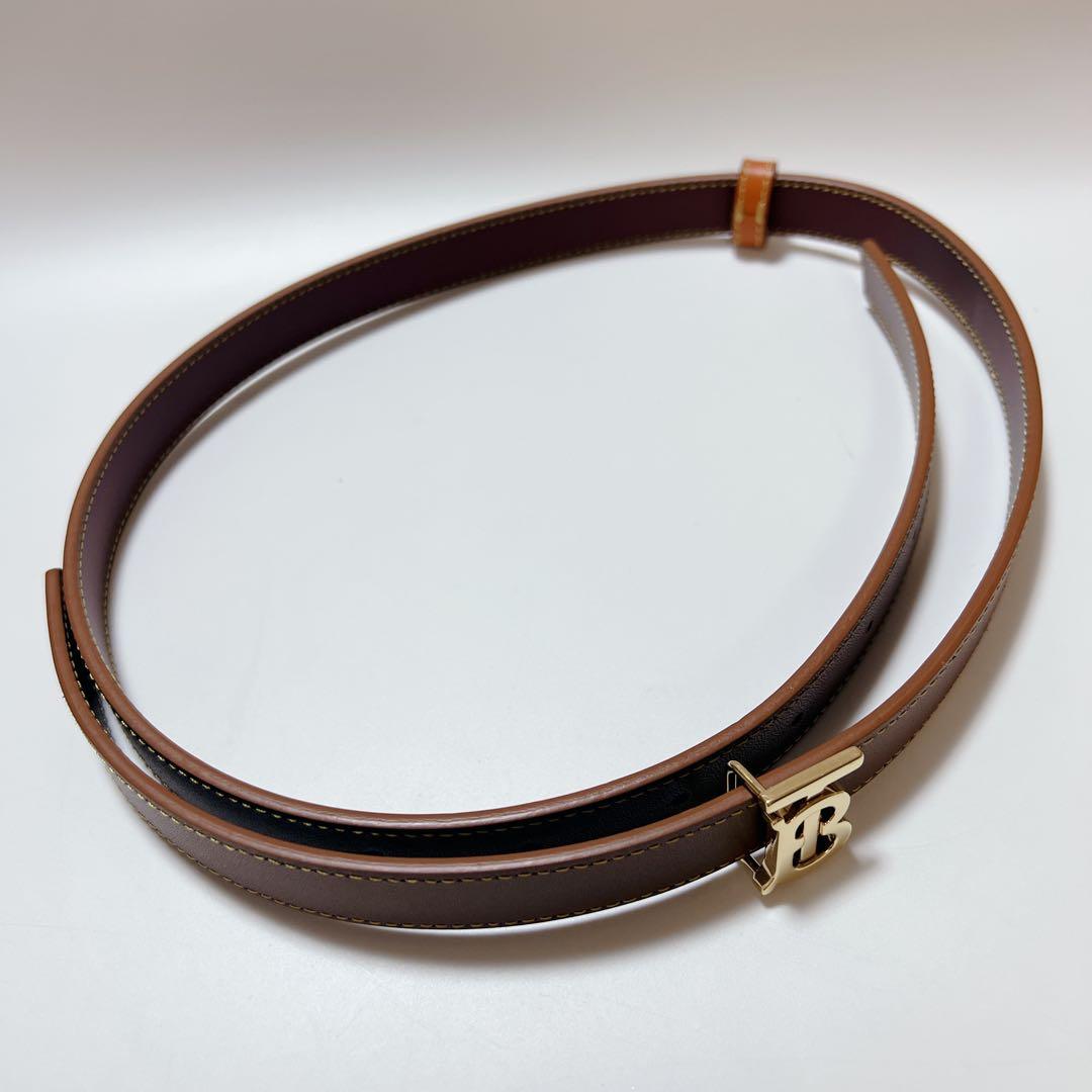 《極美品》バーバリー リバーシブル TBベルト レザー ブラウン ゴールド