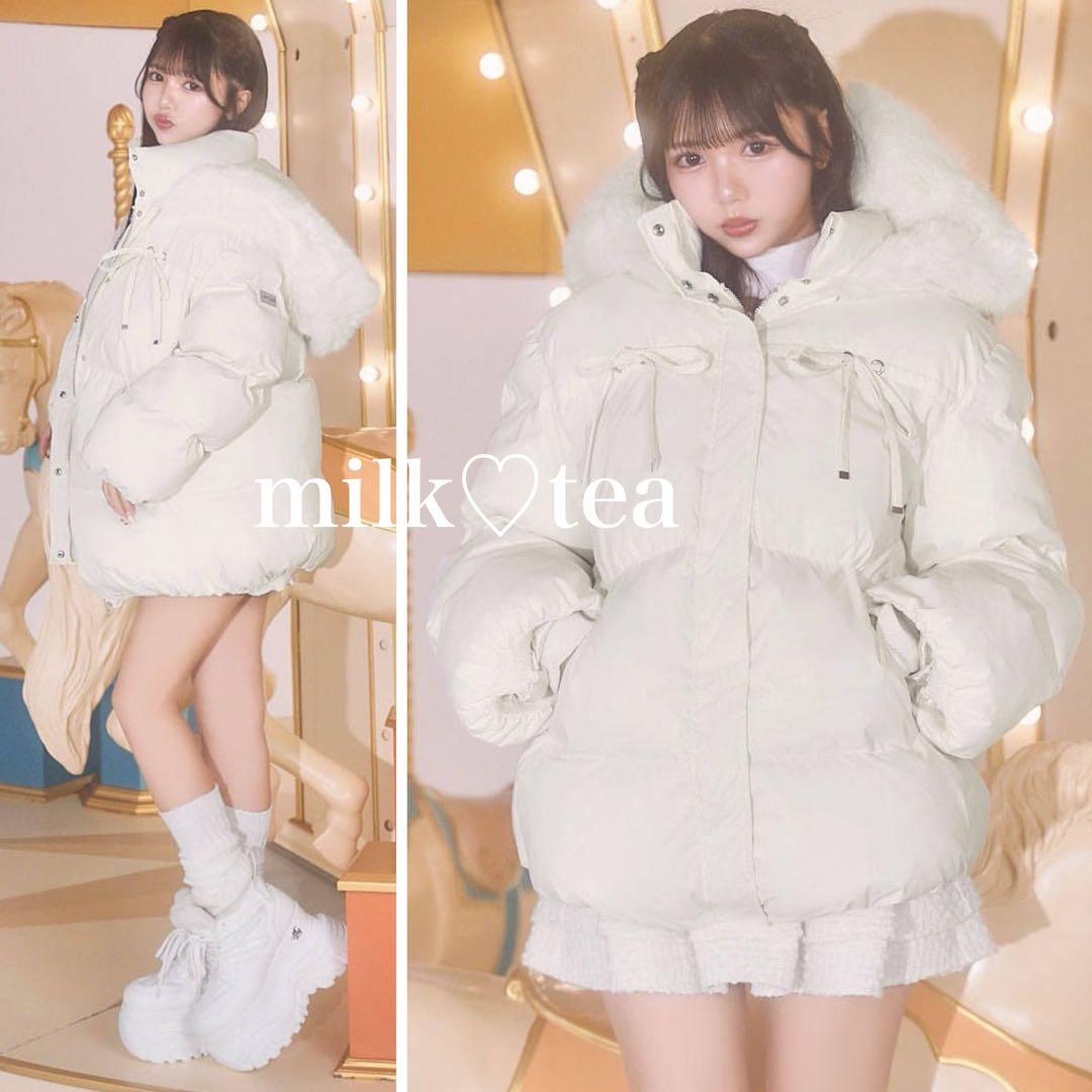 新品タグ付 ミシェルマカロン ファーフードリボンダウンコート