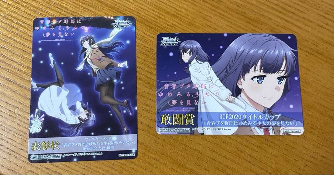 青ブタ　桜島麻衣　ヴァイス　表彰状　タイトルカップ　牧之原翔子　敢闘賞 青ブタ 桜島麻衣 ヴァイス 表彰状 タイトルカップ 牧之原翔子 敢闘賞