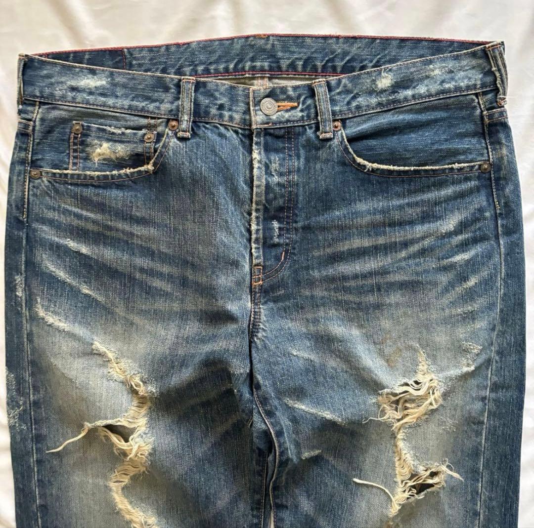 00's y2k ダメージデニム フェード ヒゲ グランジ archive - メルカリ