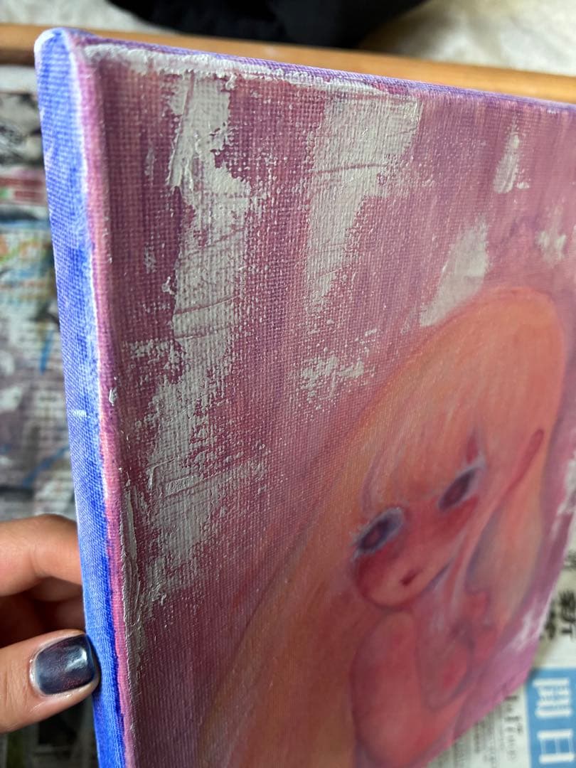 油絵 アート オリジナル 絵画 イラスト 人物画 女の子 病みかわいい 一点物