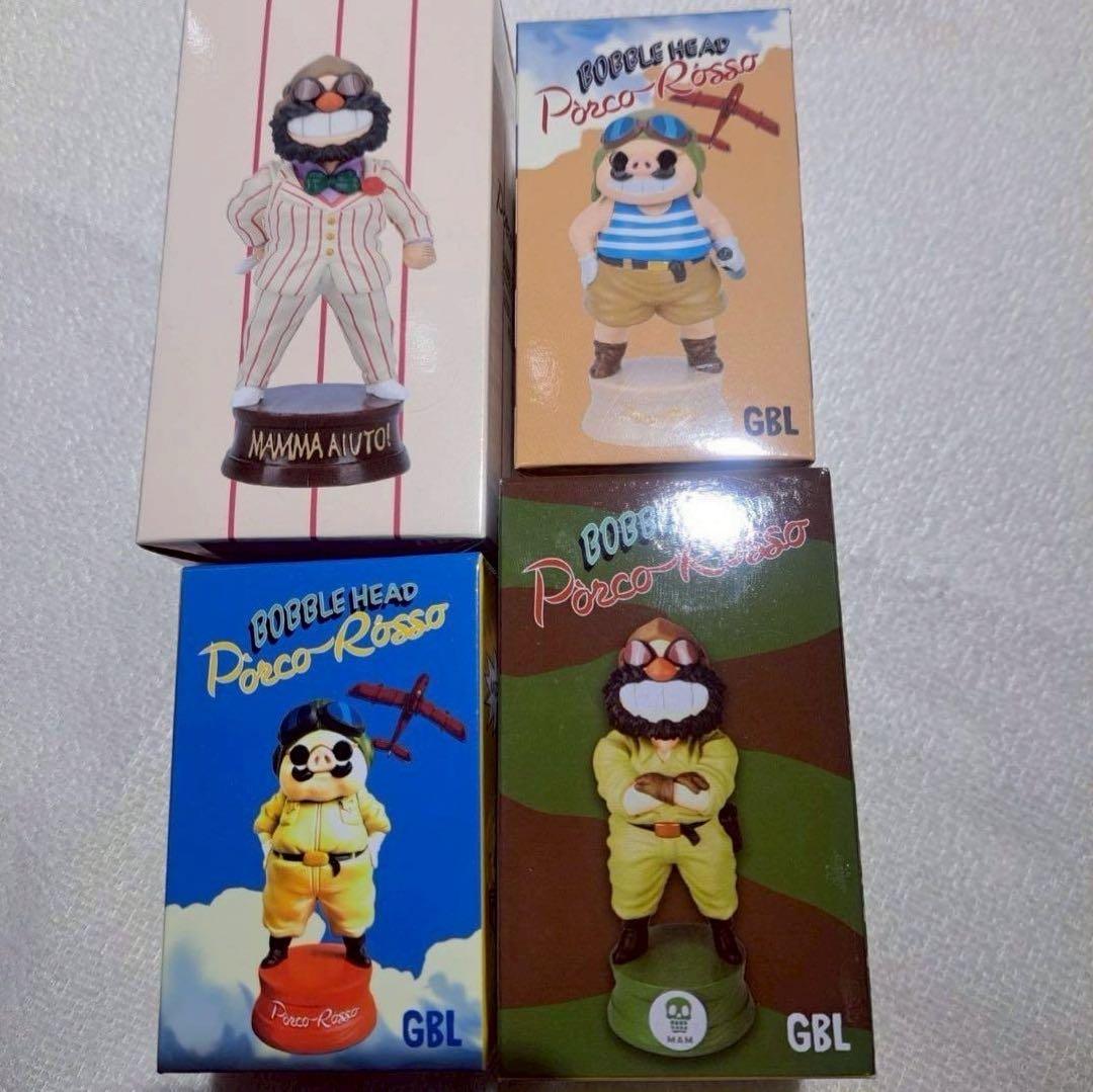 お得です！】スタジオ ジブリ 紅の豚 ポルコ&ボス バブルヘッド 4点