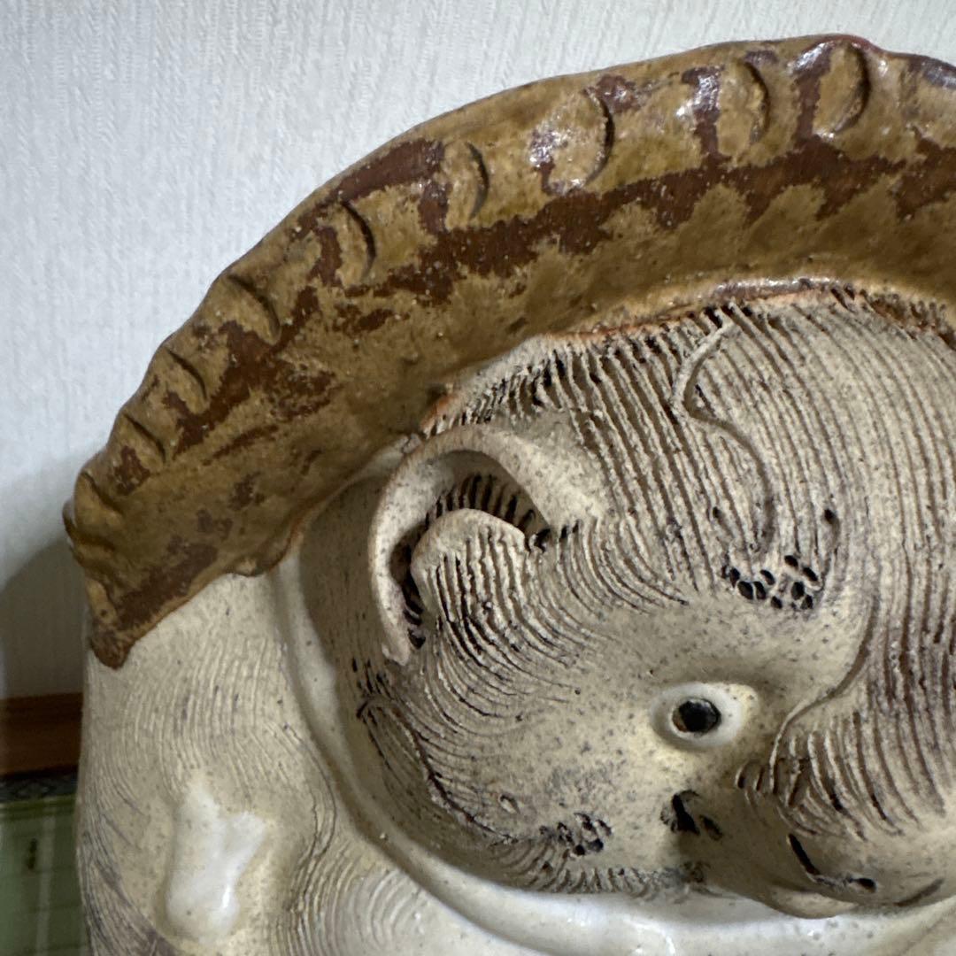 信楽焼 白 たぬき 狸 焼き物 ホワイト 2代 38cm 陶芸 工芸品 置物