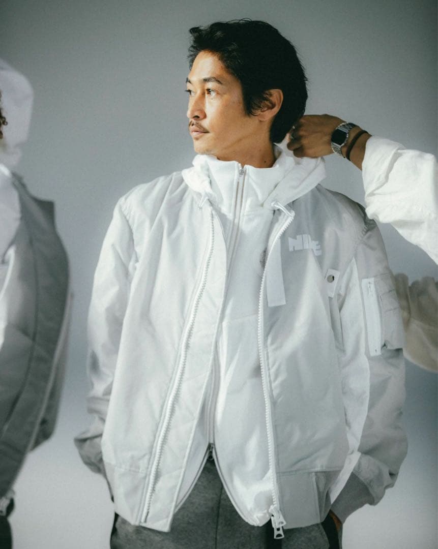 NIKE】【sacai】レイヤード ボンバー ジャケット - メルカリ