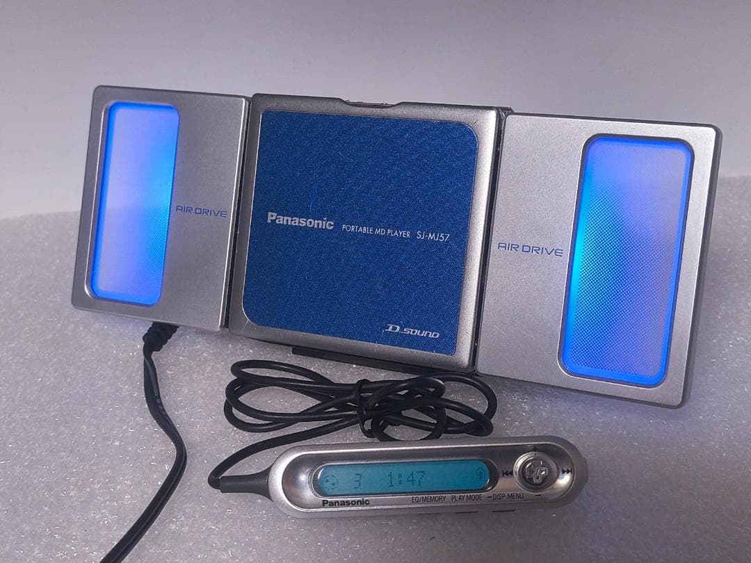 動作OK】Panasonic ポータブルMDプレーヤー SJ-MJ57 ブルー - メルカリ