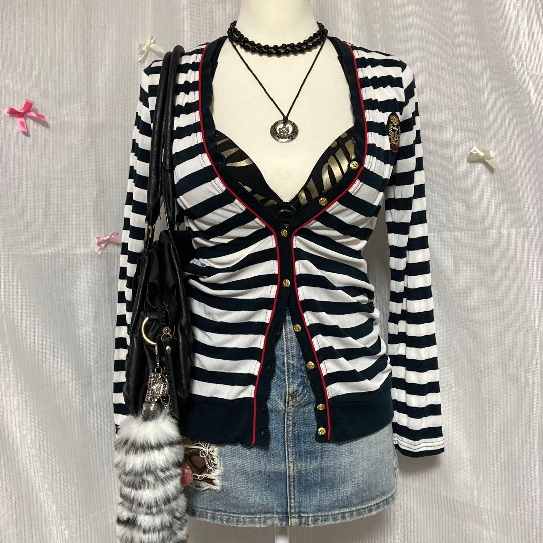 フェアリーグランジ 平成ギャル mcbling y2k マリンボーダーtops