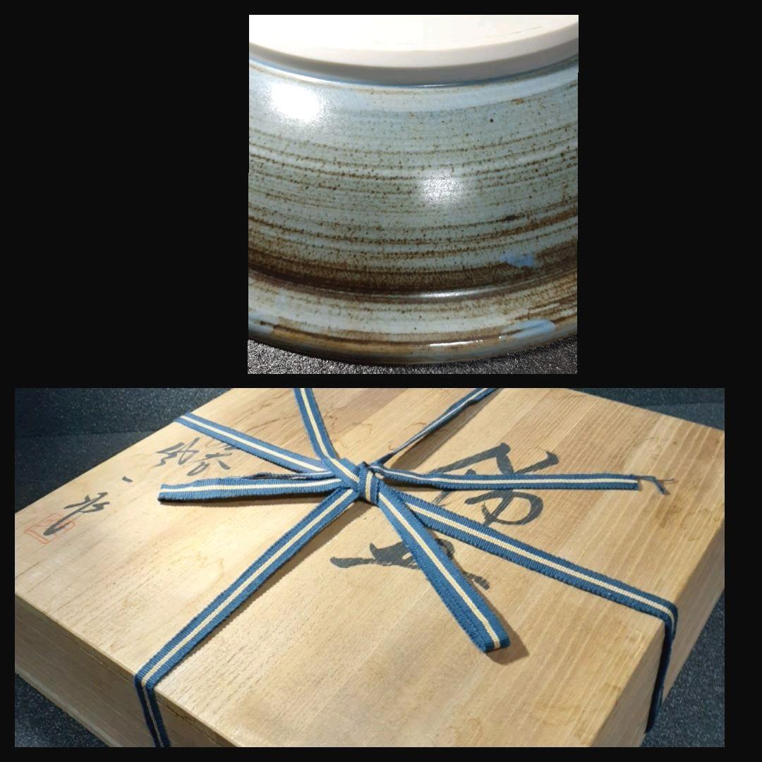 九谷焼　石川県九谷無形文化財保持者　松本佐一作　松鶴図　30.9cm 大皿　共箱