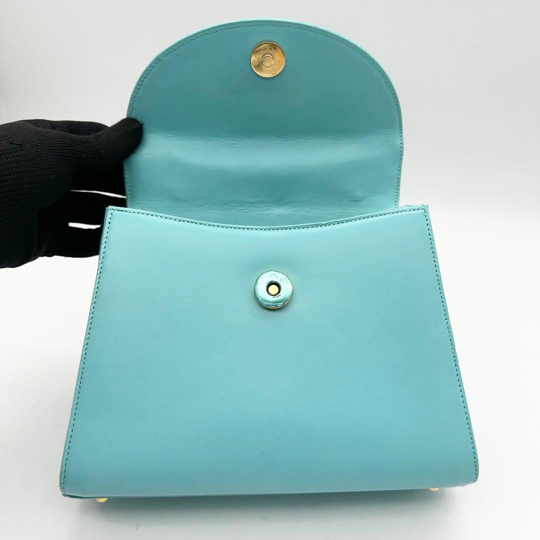 美品&入手困難 ハナエモリ ショルダーバッグ 2way レザー ブルー