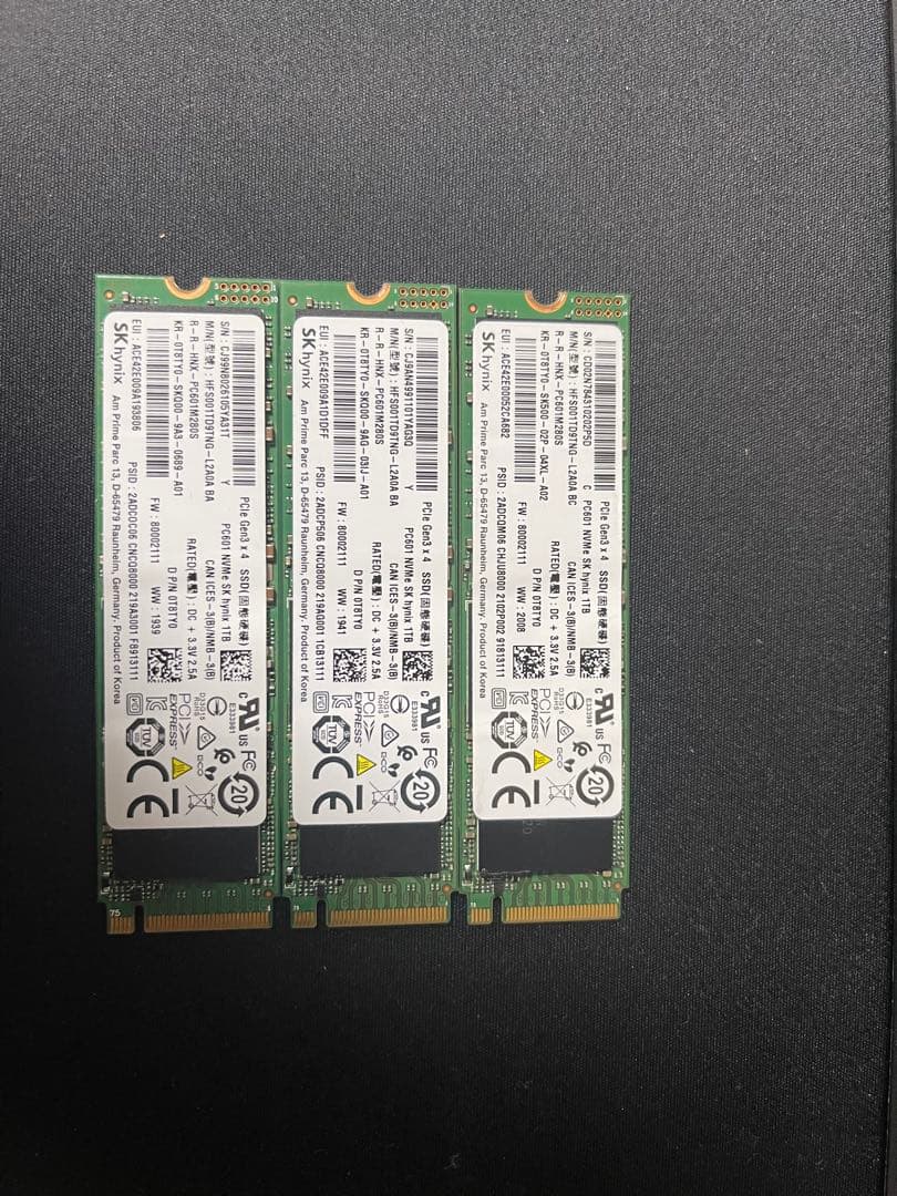 SKhynix PC601(1TBx3)NVMe M.2 SSD 3枚セット完動 s-l400.jpg