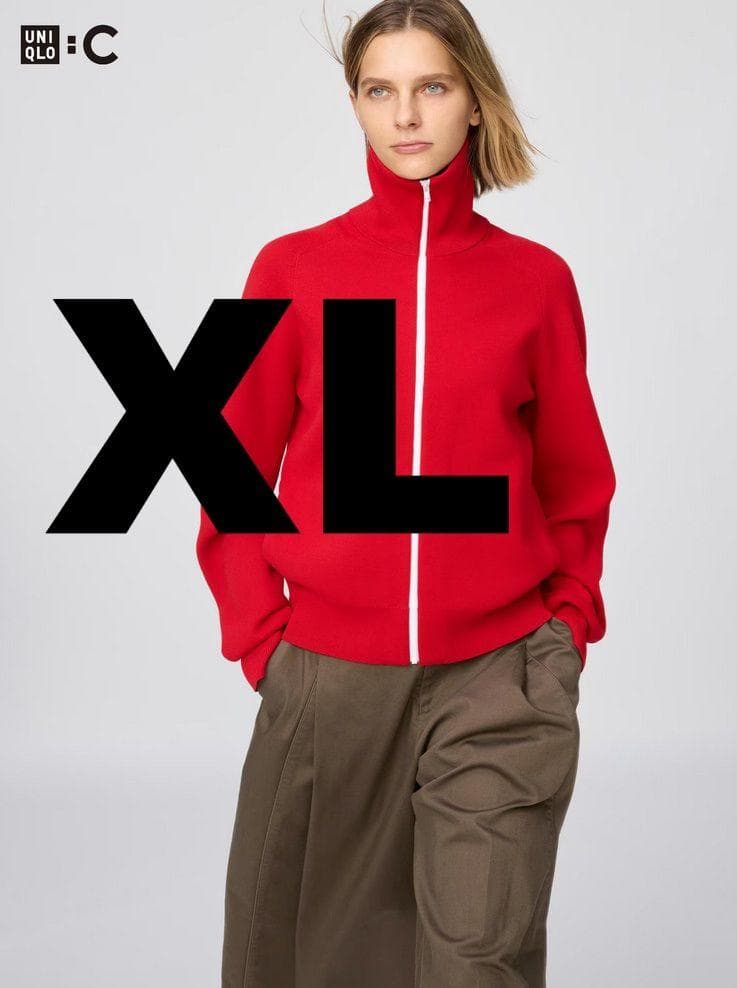 ユニクロC ミラノリブフルジップカーディガン XL レッド 未使用 完売品