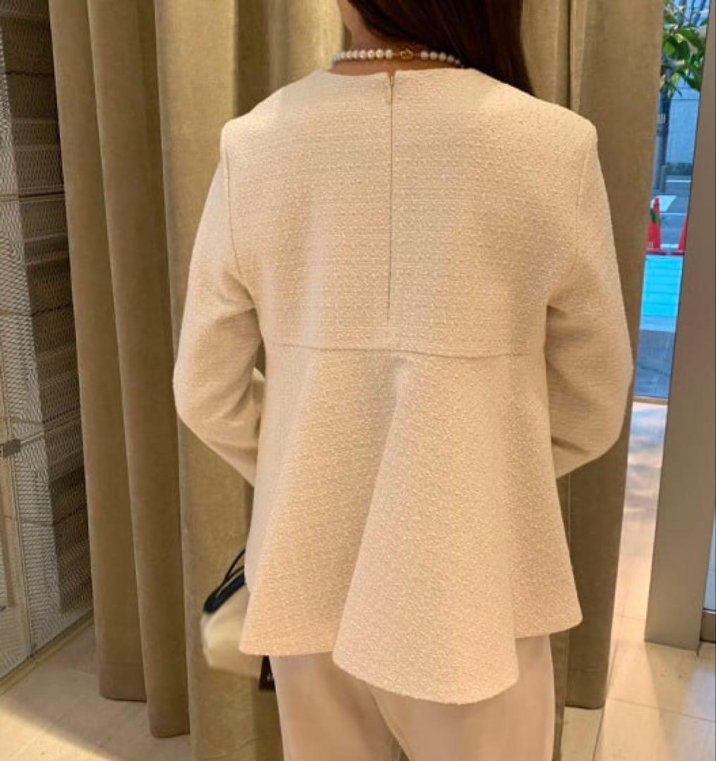 美品】デミルクスビームス バックフレアツイードプルオーバー ペプラム