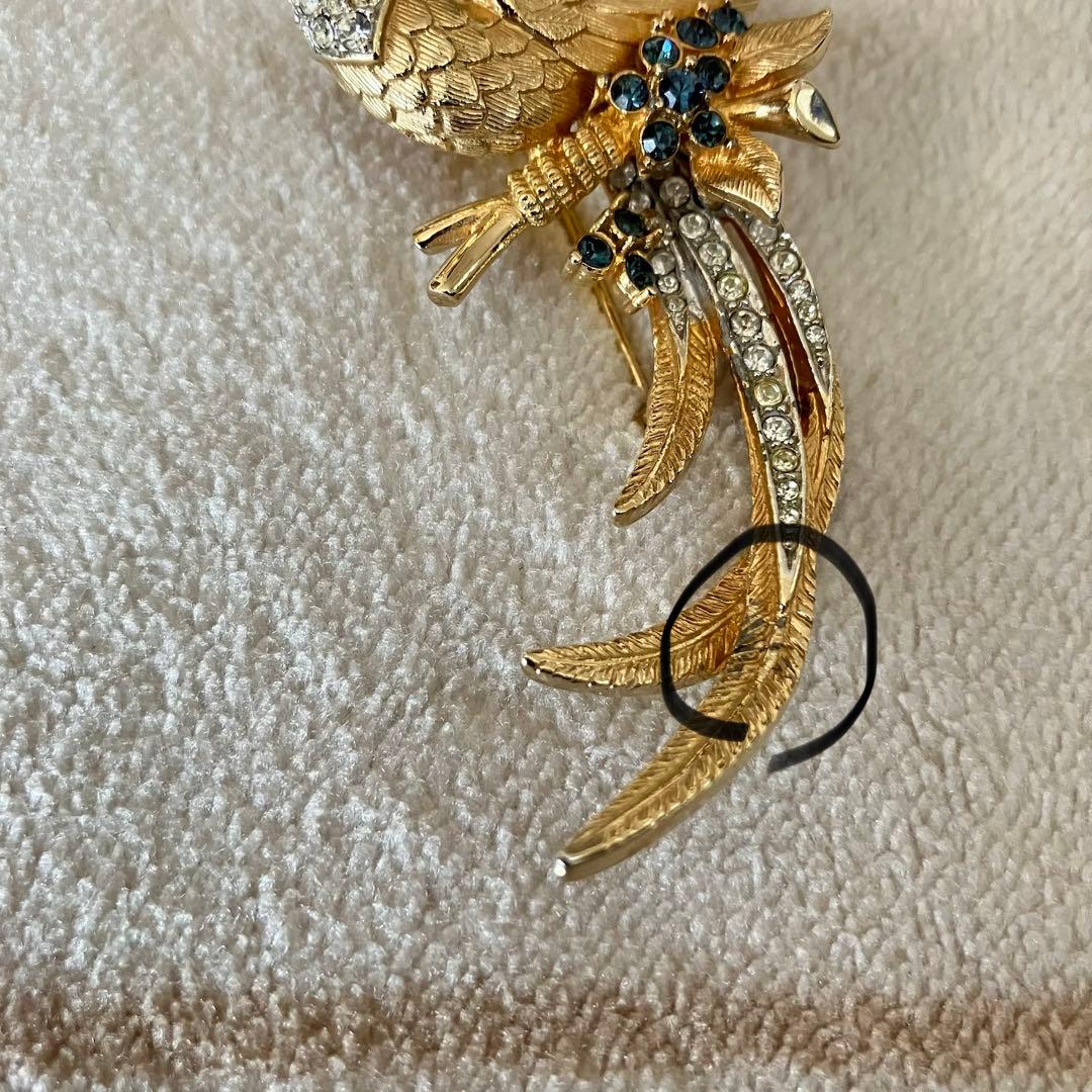 鳥モチーフ ブローチ ゴールド ラインストーン ヴィンテージ - メルカリ