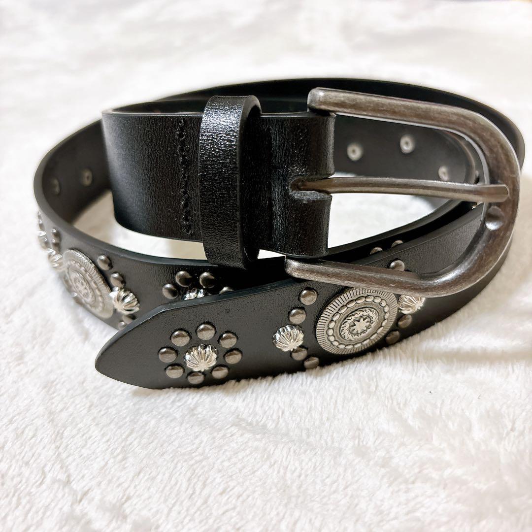 ブラック レザー スタッズ ベルト ウエスタン グランジ y2k ロック