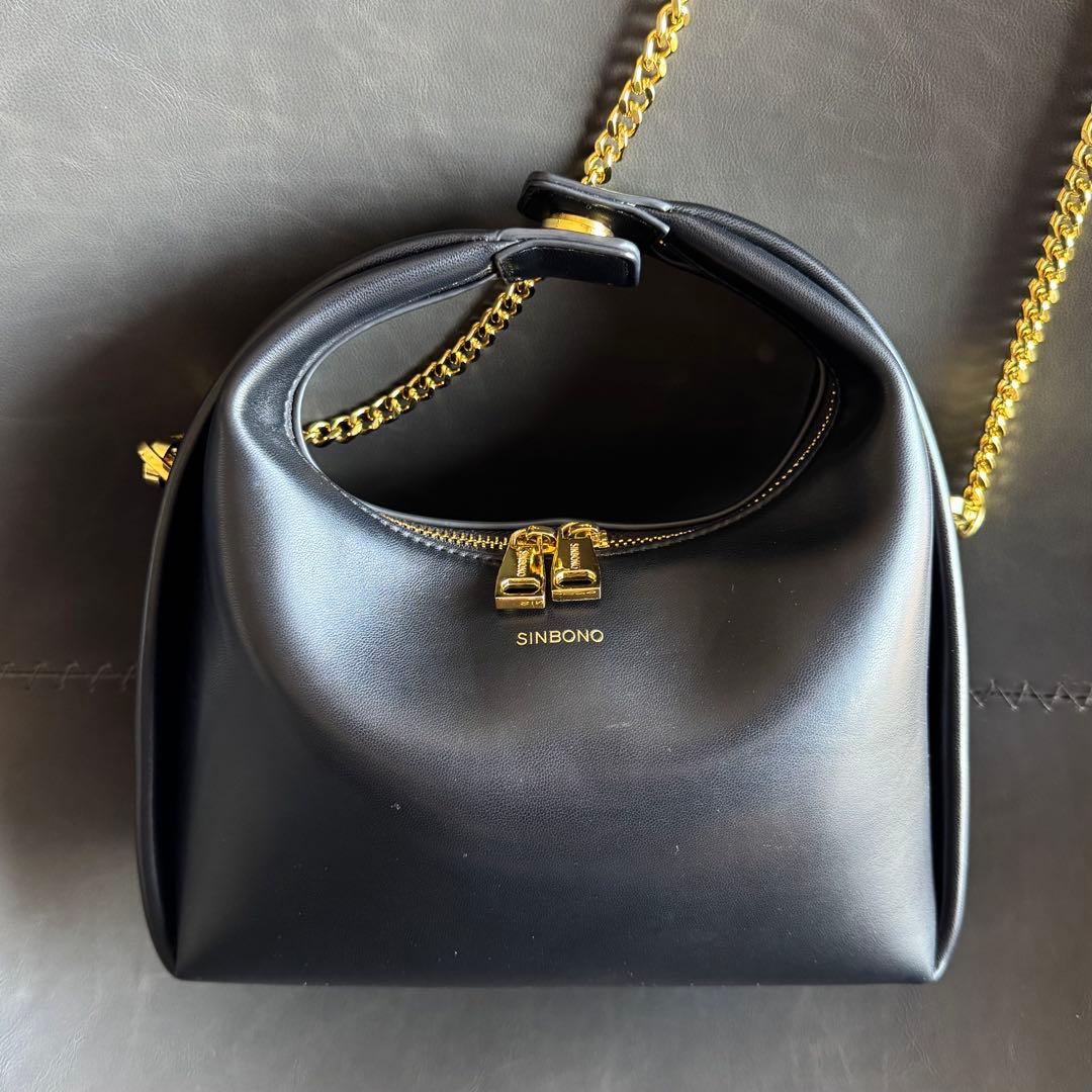 SINBONG ブラックレザー ショルダーバッグ シンセティックレザーショルダーバッグ(ONE SIZE ベージュ